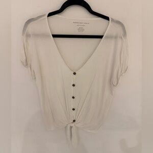 American Eagle Outfitters Cream Button-Down Top